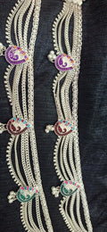 Rajasthani Rajwadi Broad Zalar Payal – White Metal Gota Chandi